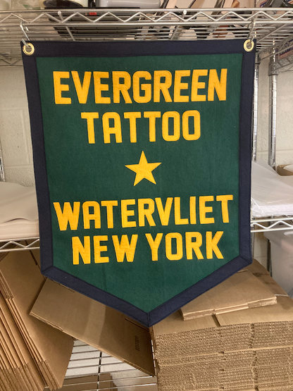 5-Sided Wool Felt Banners with Hand Stitched Letters & Borders